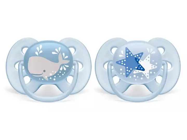 Ciucciotti Ultra Soft 6-18 mesi Balena & Stelle x2