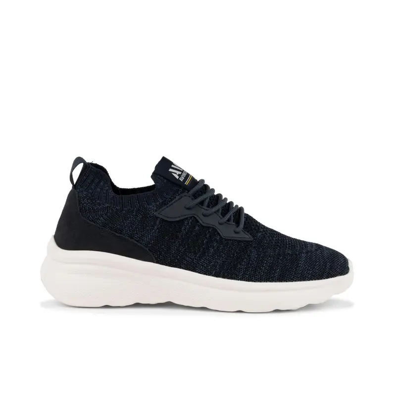 Sneakers blu in tessuto melange con suola chunky