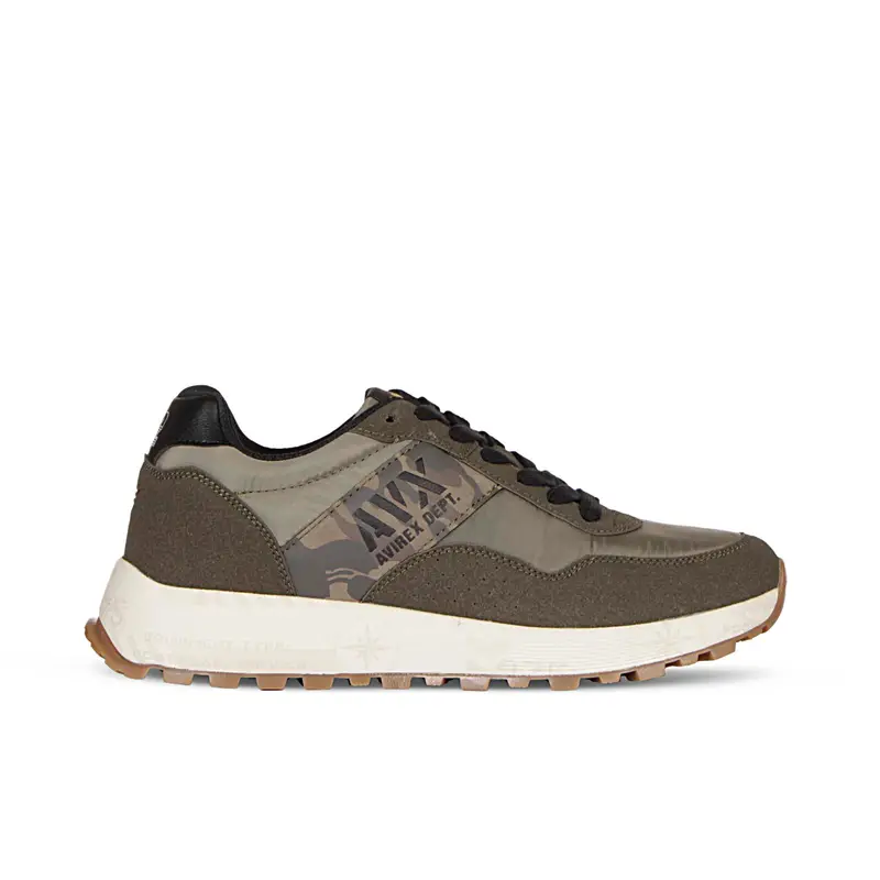 Sneakers verdi con logo laterale e inserto camouflage