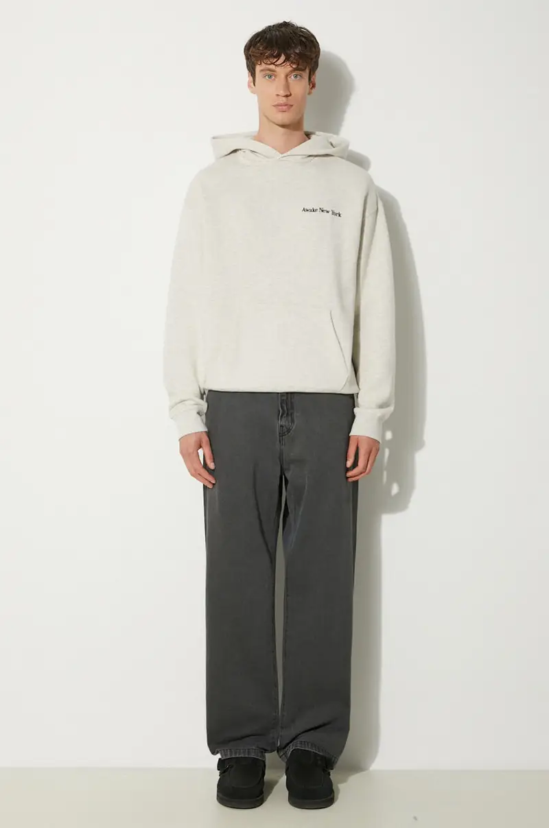 felpa in cotone Serif Hoodie Grigio miniatura 2