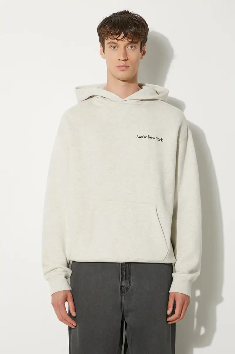 felpa in cotone Serif Hoodie Grigio