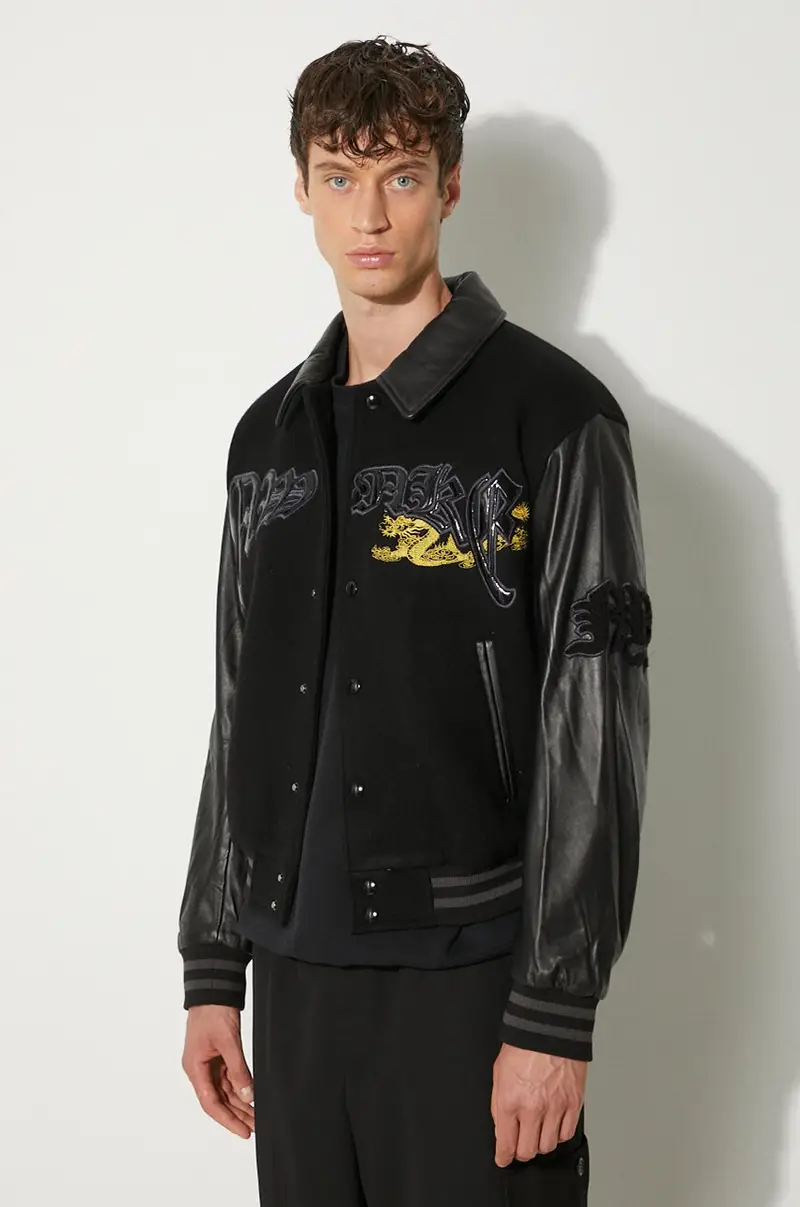 giacca in lana Varsity Jacket colore nero SP24-OT001