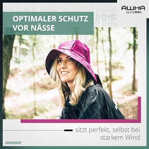 AWHA Südwester Cappello da Pioggia Rosa/Unisex - Berretto Impermeabile con Ampia Visiera e paraorecchie miniatura 2