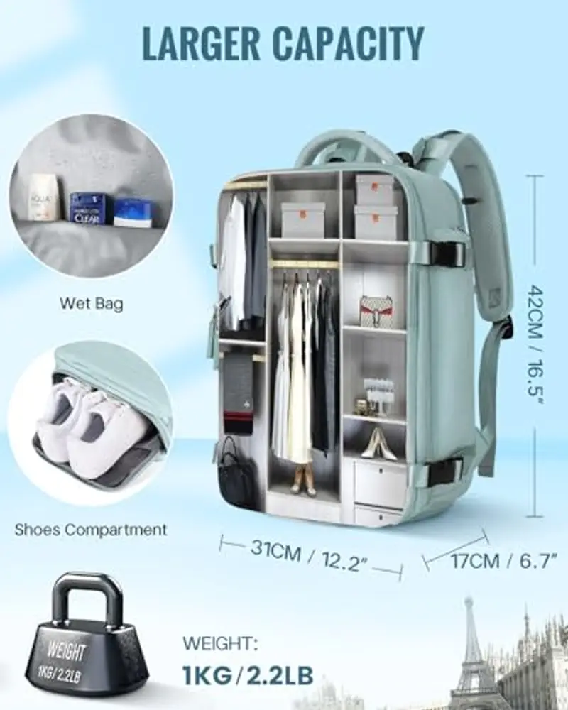 Awoawo Zaino da viaggio Donna Blu 1914582 miniatura 3