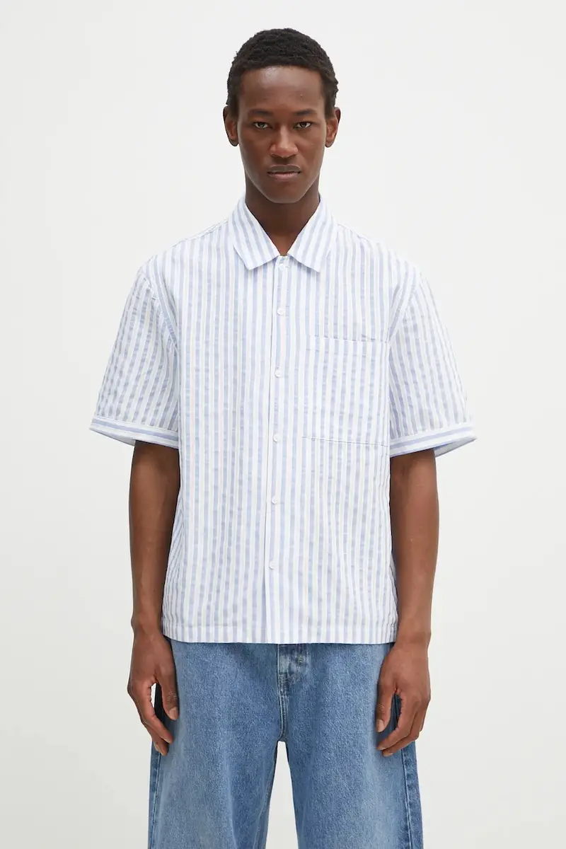 camicia in cotone Lido Striped Shirt uomo colore blu A2908001