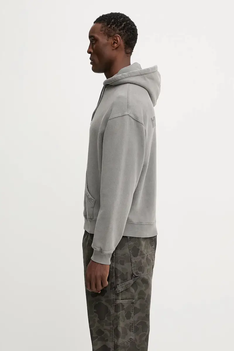 felpa in cotone Distort Washed uomo colore grigio con cappuccio A3434001 miniatura 2