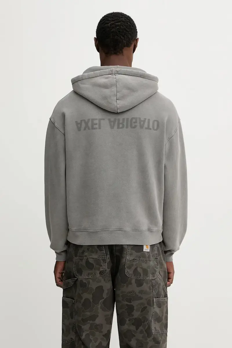 felpa in cotone Distort Washed uomo colore grigio con cappuccio A3434001 miniatura 3