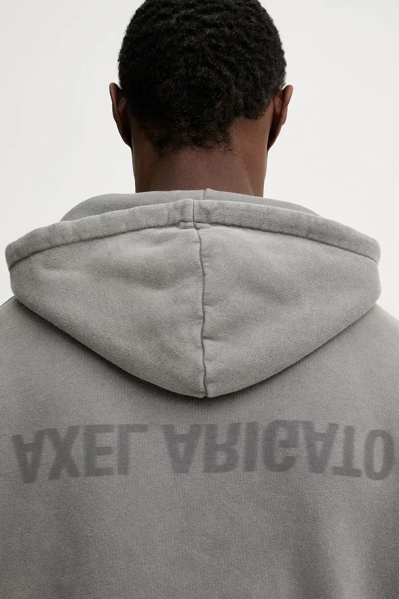 felpa in cotone Distort Washed uomo colore grigio con cappuccio A3434001 miniatura 4