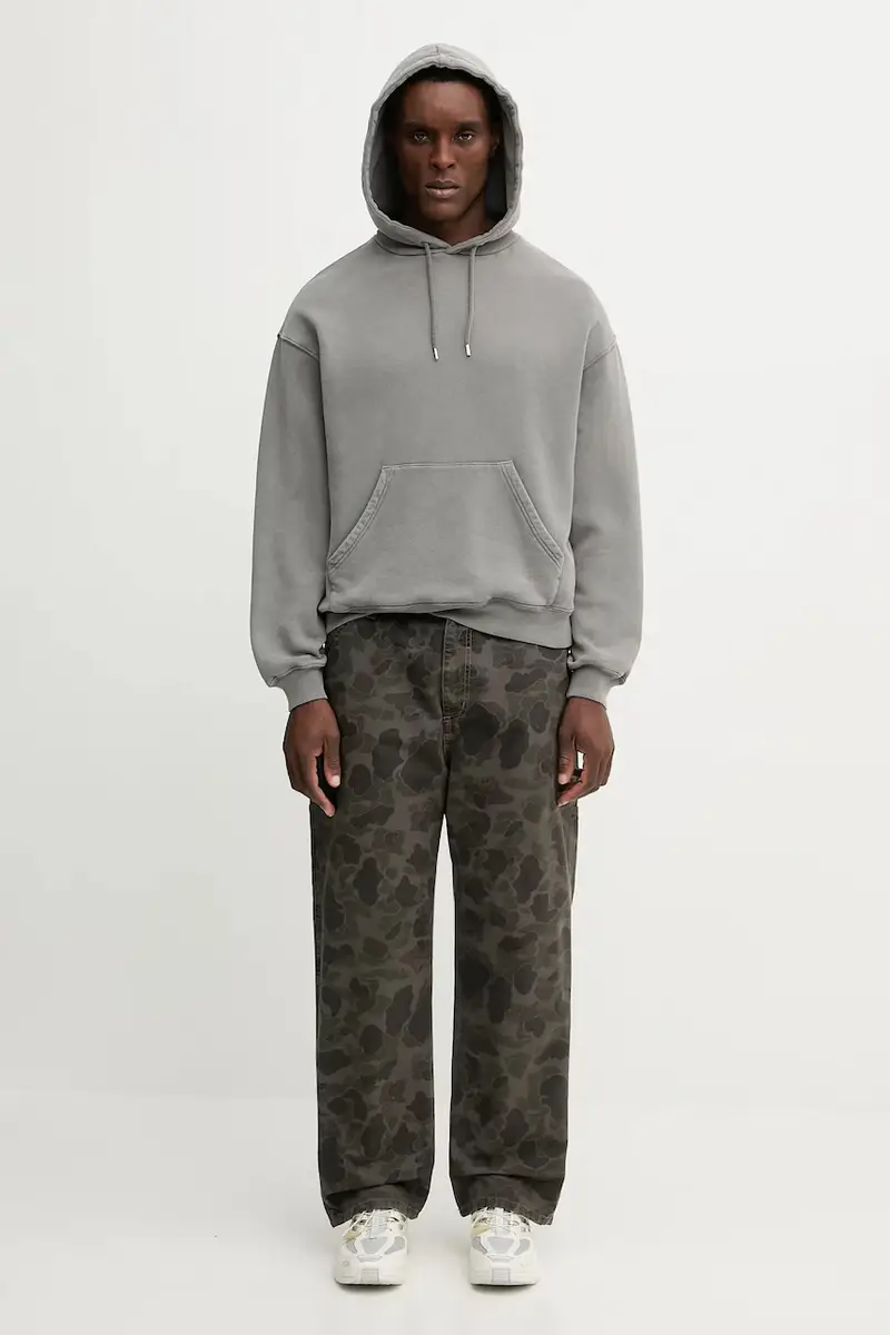 felpa in cotone Distort Washed uomo colore grigio con cappuccio A3434001 miniatura 5