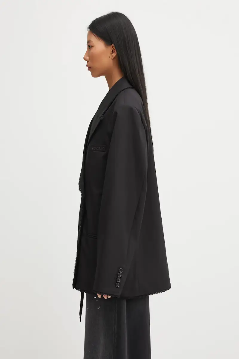 giacca con lana Thea Frayed colore nero A3305002 miniatura 2