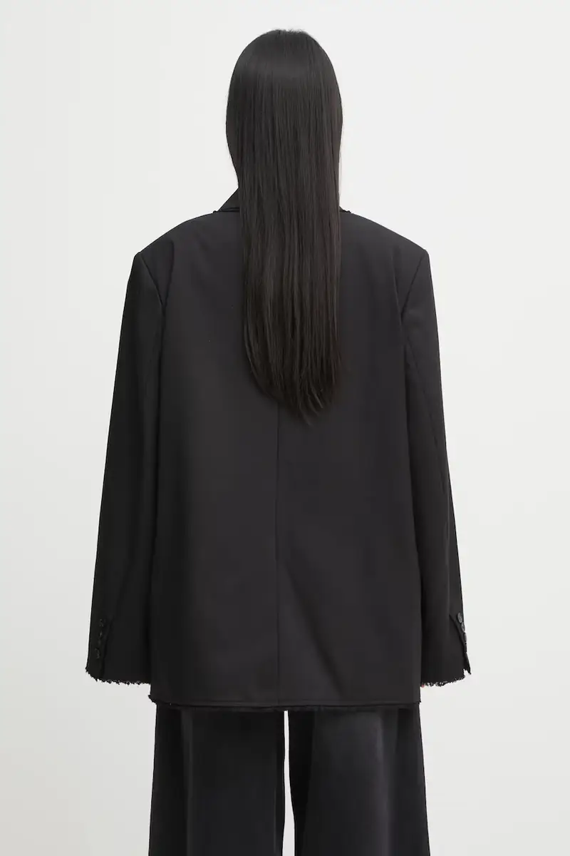 giacca con lana Thea Frayed colore nero A3305002 miniatura 3