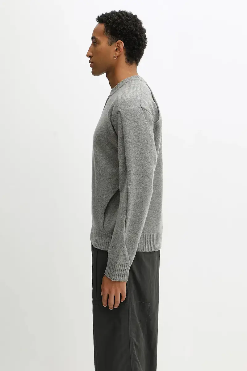 maglione con lana Stitch paneled colore grigio A3401001 miniatura 2