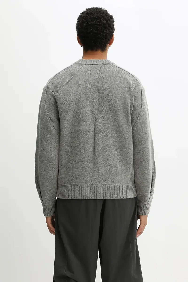 maglione con lana Stitch paneled colore grigio A3401001 miniatura 3