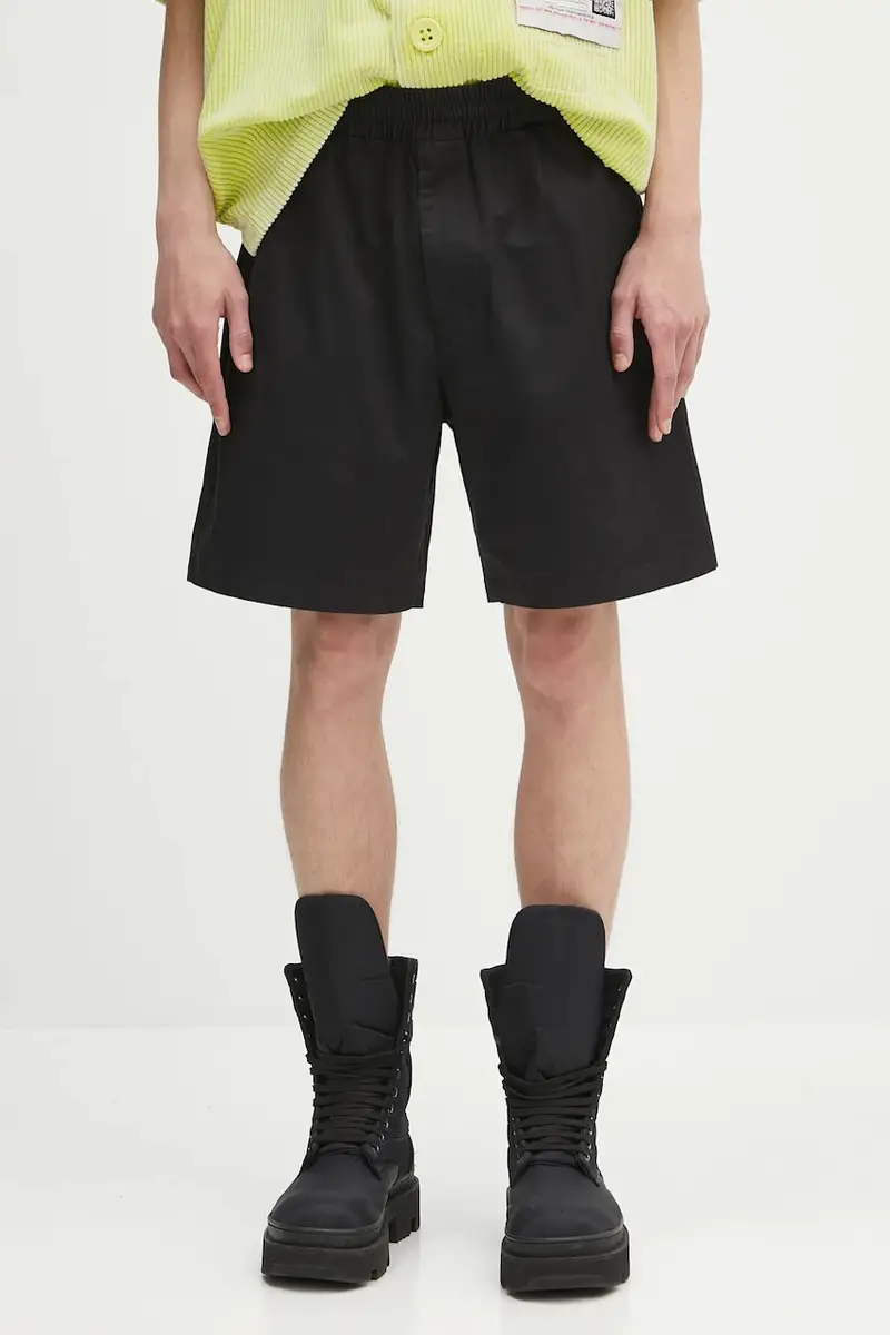 pantaloncini in cotone Stitch Embroidered Shorts uomo colore nero A3124002