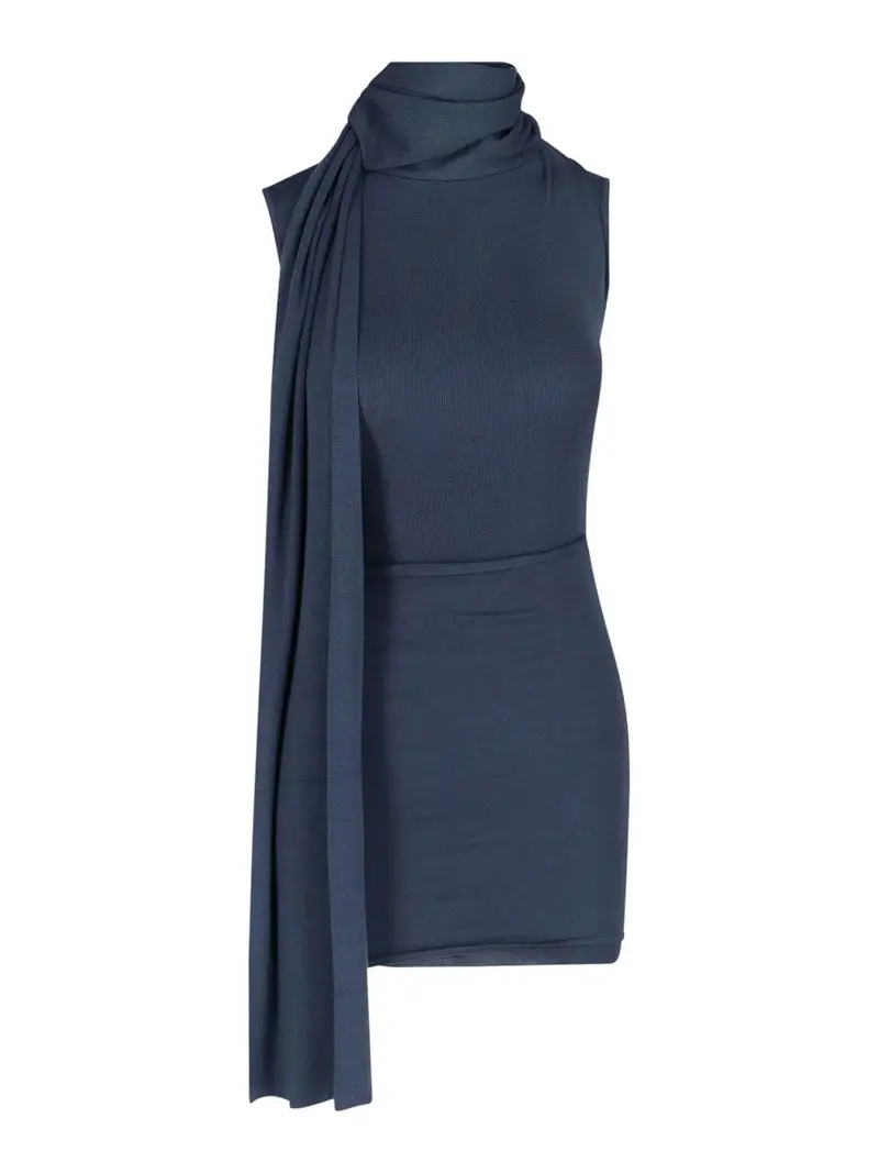 Vestito Mini Con Scialle Blu