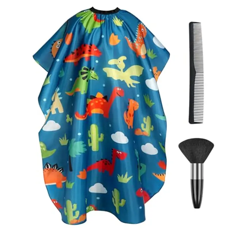 AYBUY Mantellina per Taglio Capelli, Bambini Taglio di Capelli Mantello con Pettine, Mantellina per Acconciatura Barbiere Collo Spazzola Set per Acconciatura, Salone(Verde)