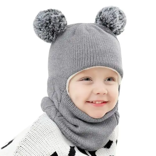 AYPOW Cappello Passamontagna Invernale Caldo per Bambini da 1 a 6 Anni, Set Cappello Sciarpa Maglia Termica Antivento
