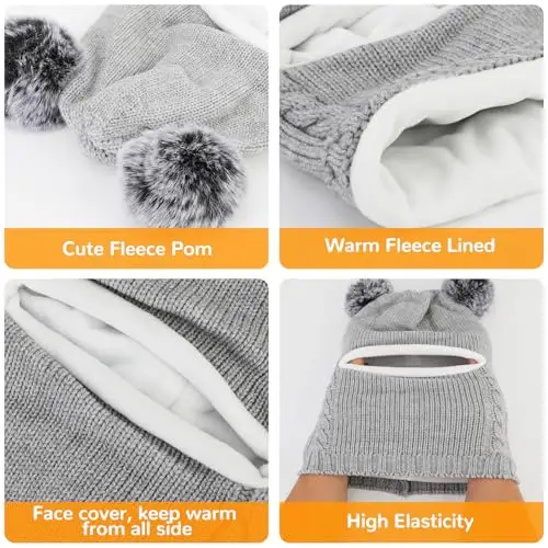 AYPOW Cappello Passamontagna Invernale Caldo per Bambini da 1 a 6 Anni, Set Cappello Sciarpa Maglia Termica Antivento miniatura 3