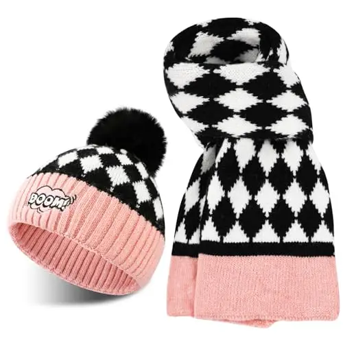 AYPOW Inverno Berretto Scaldacollo Set per Bambini, Set di Berretti Invernali per Bambini, 2 Pezzi Invernale Bambini
