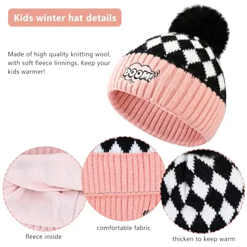AYPOW Inverno Berretto Scaldacollo Set per Bambini, Set di Berretti Invernali per Bambini, 2 Pezzi Invernale Bambini miniatura 3
