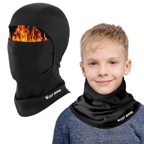 AYPOW Passamontagna in Pile Termico Bambini 4-12 Anni, Invernale Multifunzione Antivento Caldo Maschera da Sci da