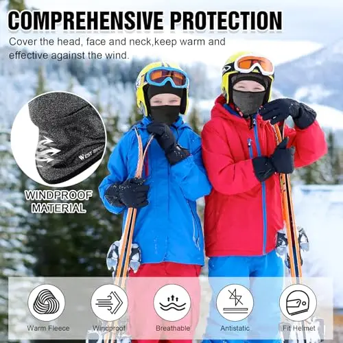 AYPOW Passamontagna in Pile Termico Bambini 4-12 Anni, Invernale Multifunzione Antivento Caldo Maschera da Sci da miniatura 2