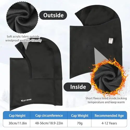 AYPOW Passamontagna in Pile Termico Bambini 4-12 Anni, Invernale Multifunzione Antivento Caldo Maschera da Sci da miniatura 3