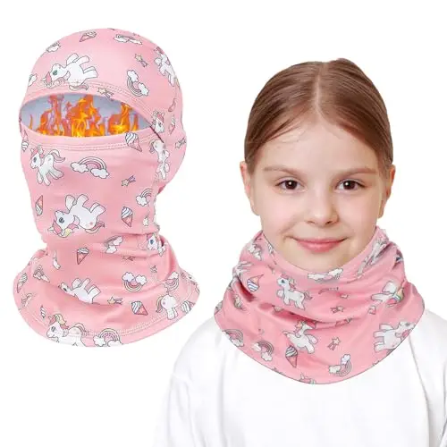 AYPOW Passamontagna Invernale in Pile Termico Bambini 4-10 Anni, Multifunzione Antivento Caldo Maschera da Sci