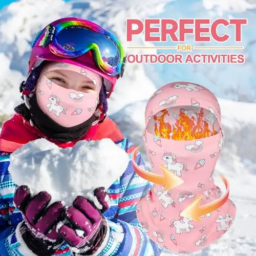 AYPOW Passamontagna Invernale in Pile Termico Bambini 4-10 Anni, Multifunzione Antivento Caldo Maschera da Sci miniatura 2