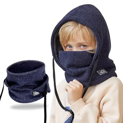 AYPOW Passamontagna Invernale in Pile Termico Bambini 4-10Anni, Maschera da Sci Termico Antivento Multifunzionale,
