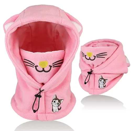 AYPOW Passamontagna Invernale in Pile Termico Bambini 4-12, Maschera da Sci Multifunzionale Antivento Regolabile,
