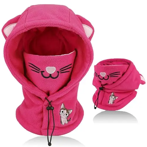 AYPOW Passamontagna Invernale in Pile Termico Bambini 4-12, Maschera da Sci Multifunzionale Antivento Regolabile,