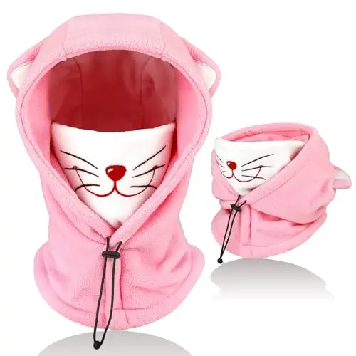 AYPOW Passamontagna Invernale in Pile Termico Bambini 4-12Anni, Maschera da Sci Multifunzionale Antivento Regolabile,