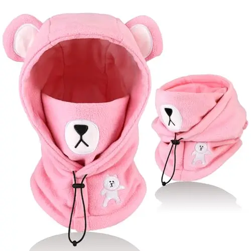 AYPOW Passamontagna Invernale in Pile Termico Bambini 4-12Anni, Maschera da Sci Multifunzionale Antivento Regolabile,