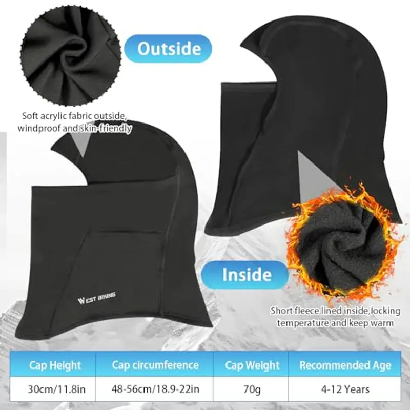 AYPOW Passamontagna Invernale in Pile Termico Bambini 4-12Anni, Multifunzione Antivento Caldo Maschera da Sci Ciclismo miniatura 3