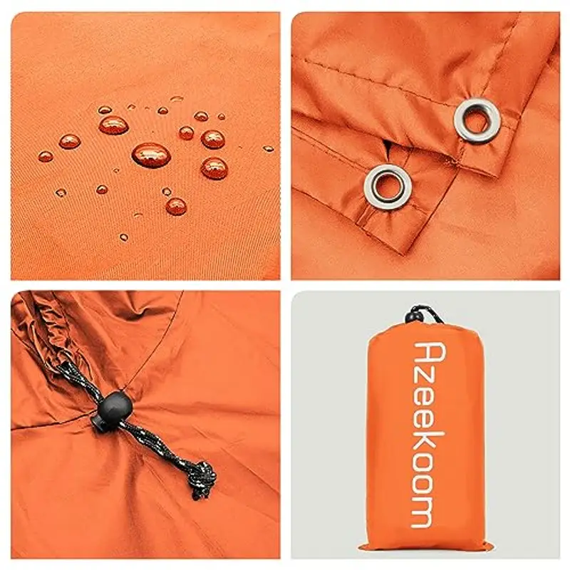 Azeekoom Poncho Impermeabile, Multifunzionale Stuoia Campeggio Coperta da Picnic con Sustodia per All'aperto Picnic Trekking Campeggio Pesca Caccia Escursione(Arancia) miniatura 2