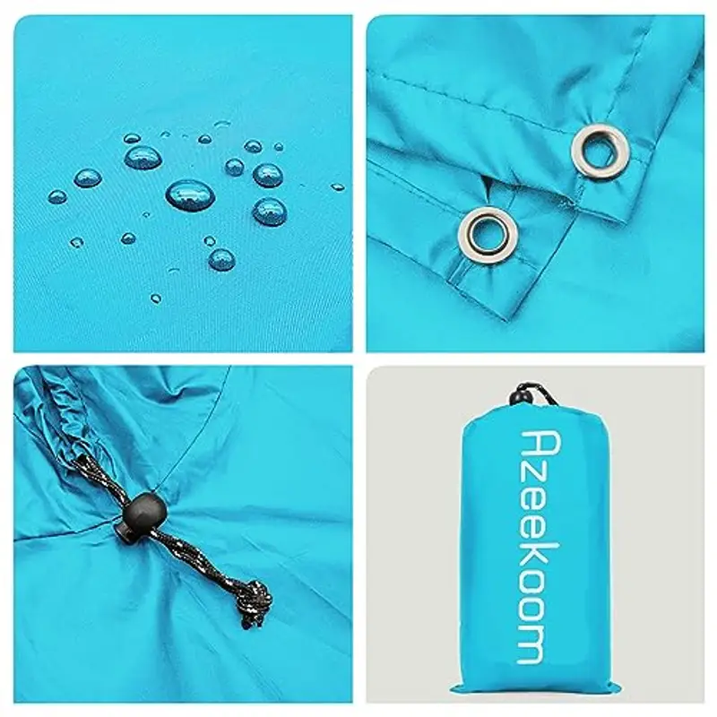 Azeekoom Poncho Impermeabile, Multifunzionale Stuoia Campeggio Coperta da Picnic con Sustodia per All'aperto Picnic Trekking Campeggio Pesca Caccia Escursione (Blu Chiaro) miniatura 2