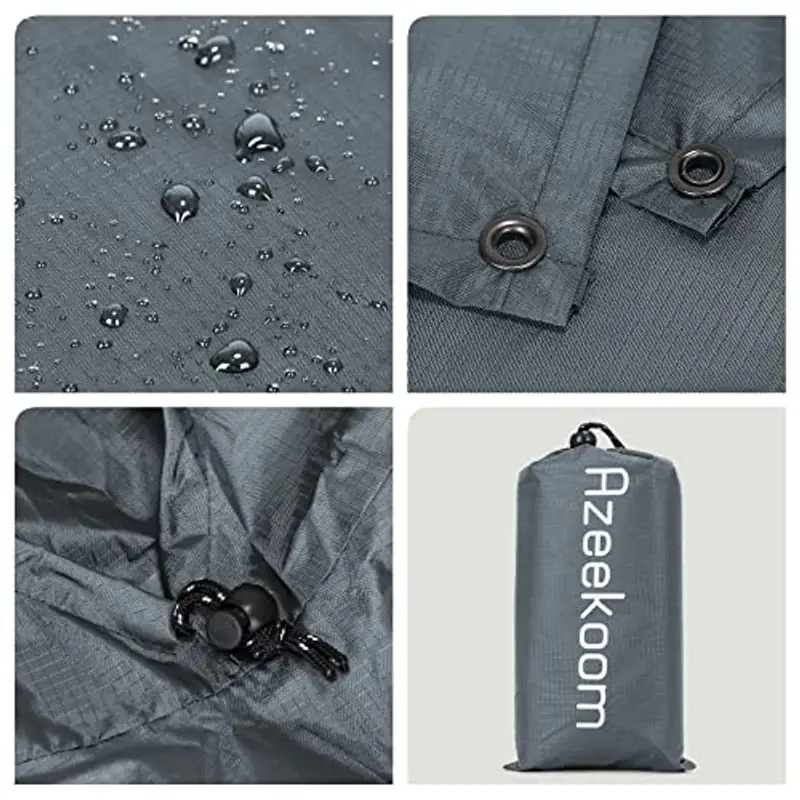 Azeekoom Poncho Impermeabile, Multifunzionale Stuoia Campeggio Coperta da Picnic con Sustodia per All'aperto Picnic Trekking Campeggio Pesca Caccia Escursione(Grigio) miniatura 2