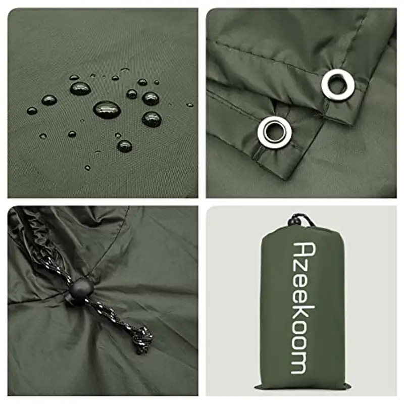 Azeekoom Poncho Impermeabile, Multifunzionale Stuoia Campeggio Coperta da Picnic con Sustodia per All'aperto Picnic Trekking Campeggio Pesca Caccia Escursione (Verde) miniatura 2