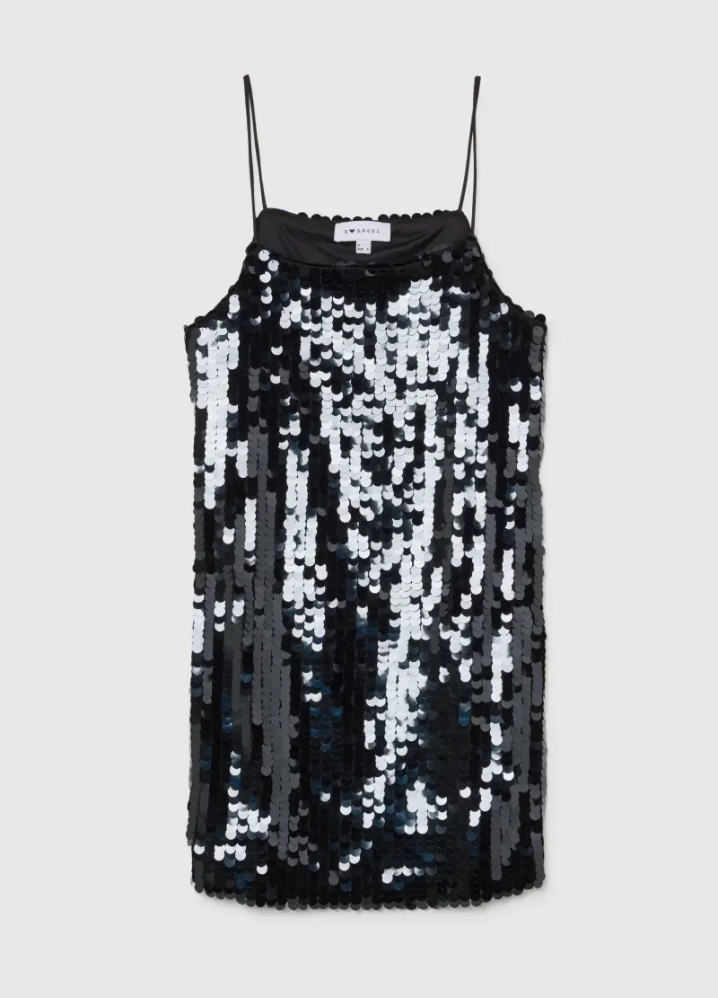 Abito Nero Con Paillettes Regular Fit, Donna, Nero