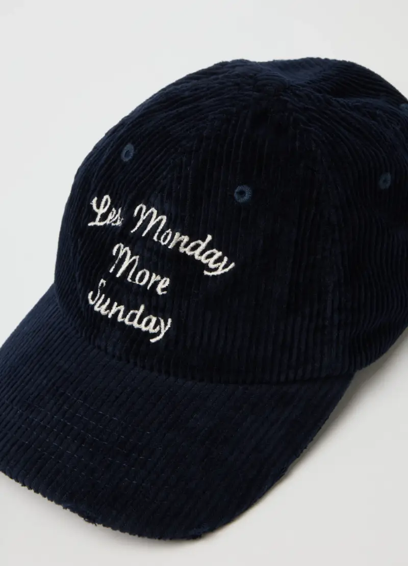 Berretto Blu A Coste In Puro Cotone, Uomo, Nero miniatura 2