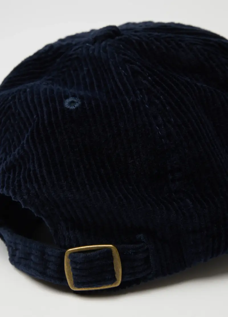 Berretto Blu A Coste In Puro Cotone, Uomo, Nero miniatura 3