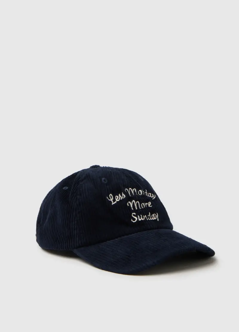 Berretto Blu A Coste In Puro Cotone, Uomo, Nero