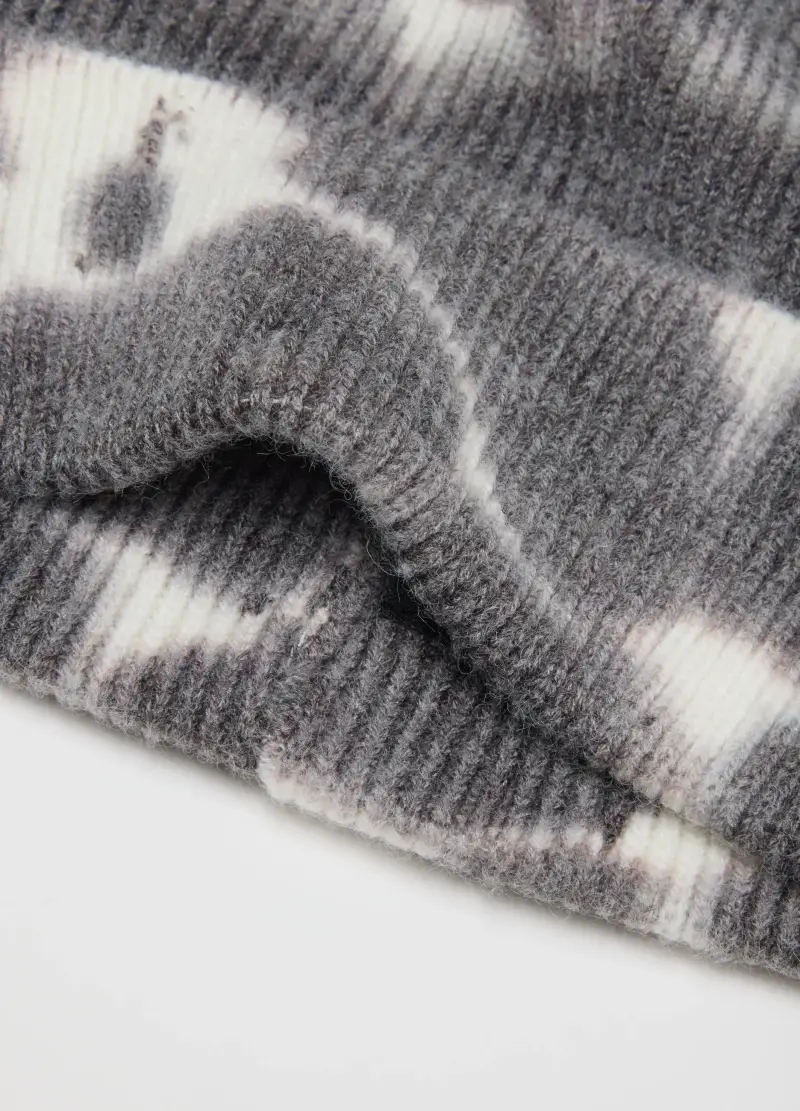 Berretto Grigio Multicolor In Misto Filati, Uomo, Bianco miniatura 2