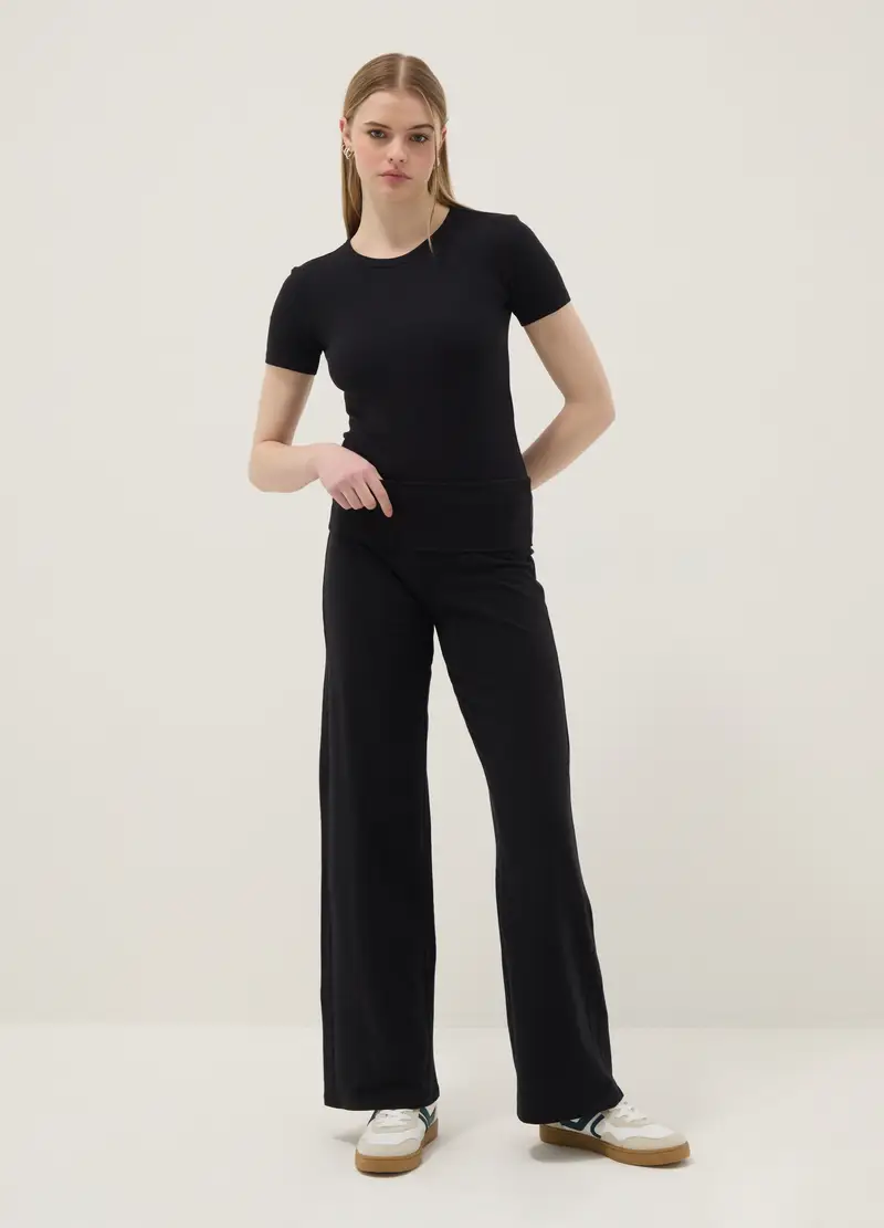 Body In Cotone Elasticizzato Nera Slim Fit, Donna, Nero miniatura 2