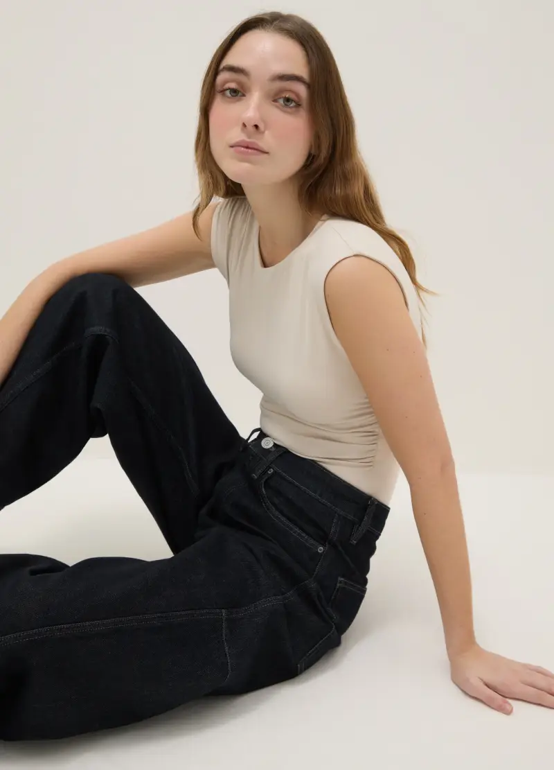 Body In Tessuto Elasticizzato Beige Regular Fit, Donna, Beige