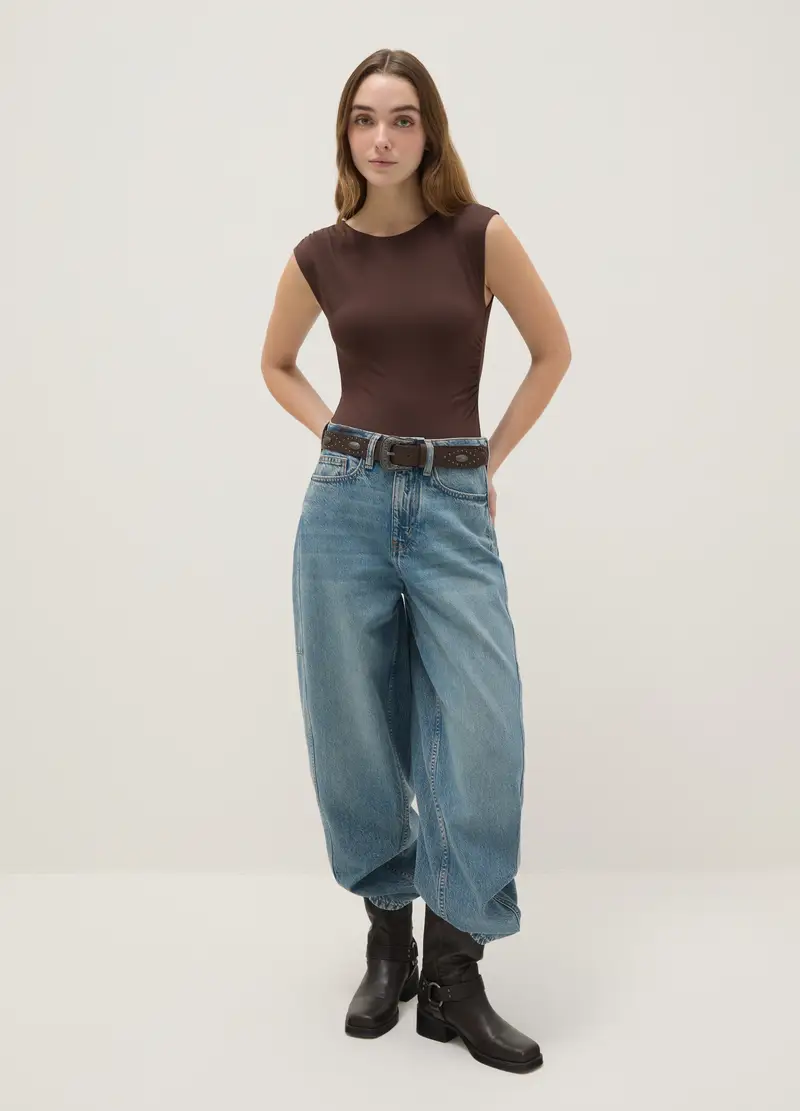 Body In Tessuto Elasticizzato Marrone Regular Fit, Donna, Marrone