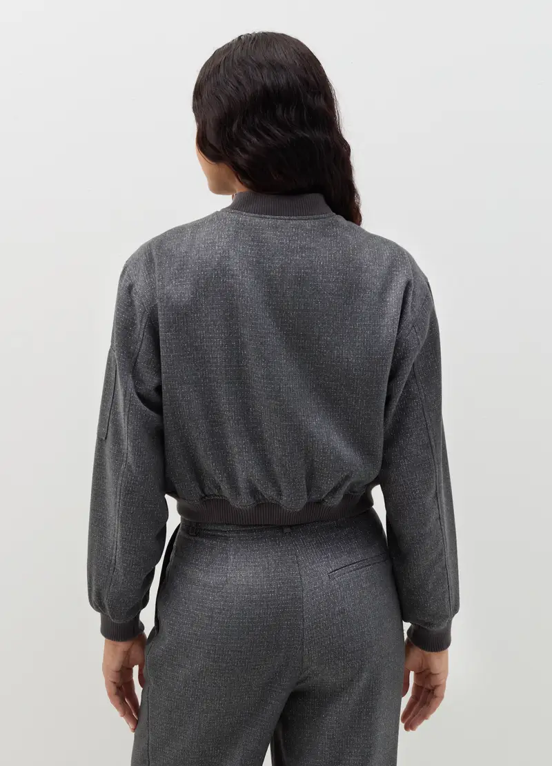 Bomber Con Lurex Full-zip, Donna, Grigio miniatura 3