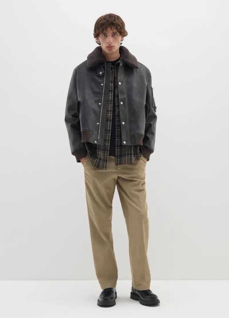 Bomber Grigio Regular Fit E Zip, Uomo, Marrone miniatura 2