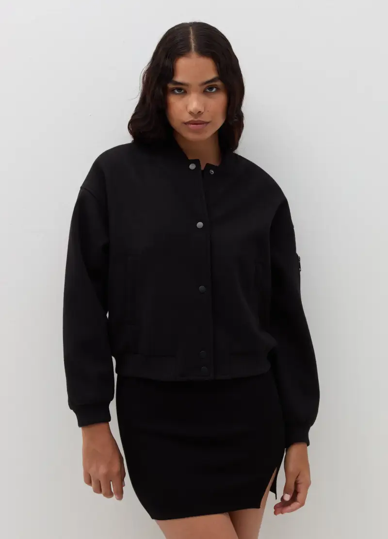 Bomber In Panno, Donna, Nero miniatura 2